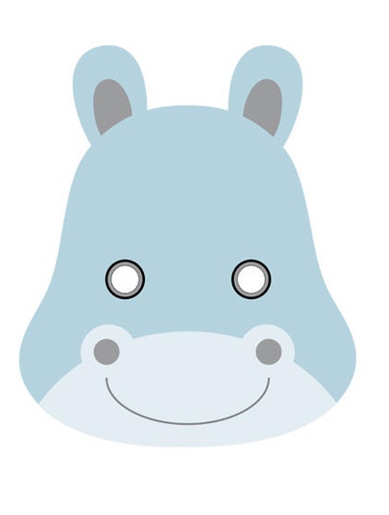 çocuklar için hazır kağıttan Su Aygırı maskesi şablonu